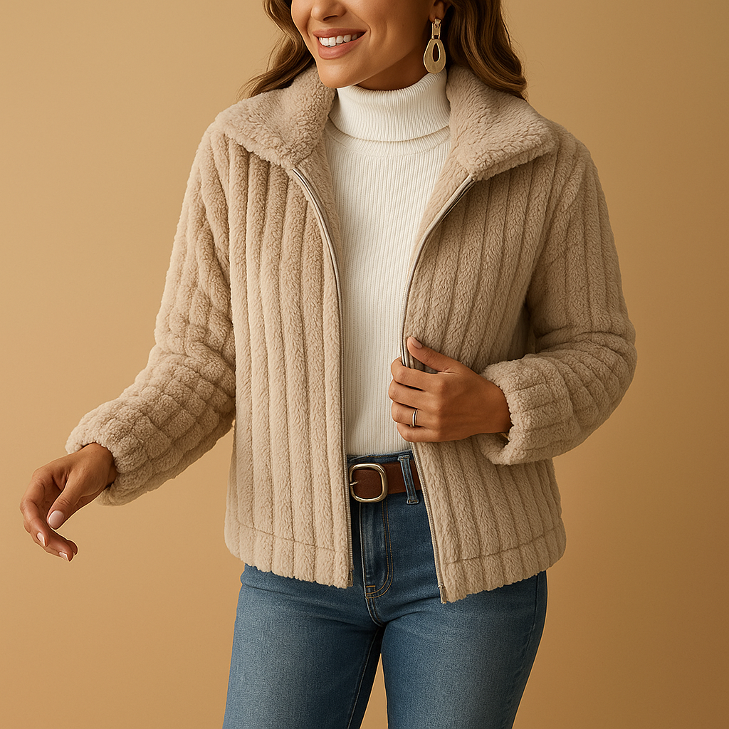 Veste longue en polaire avec col montant pour femmes | Isabelle