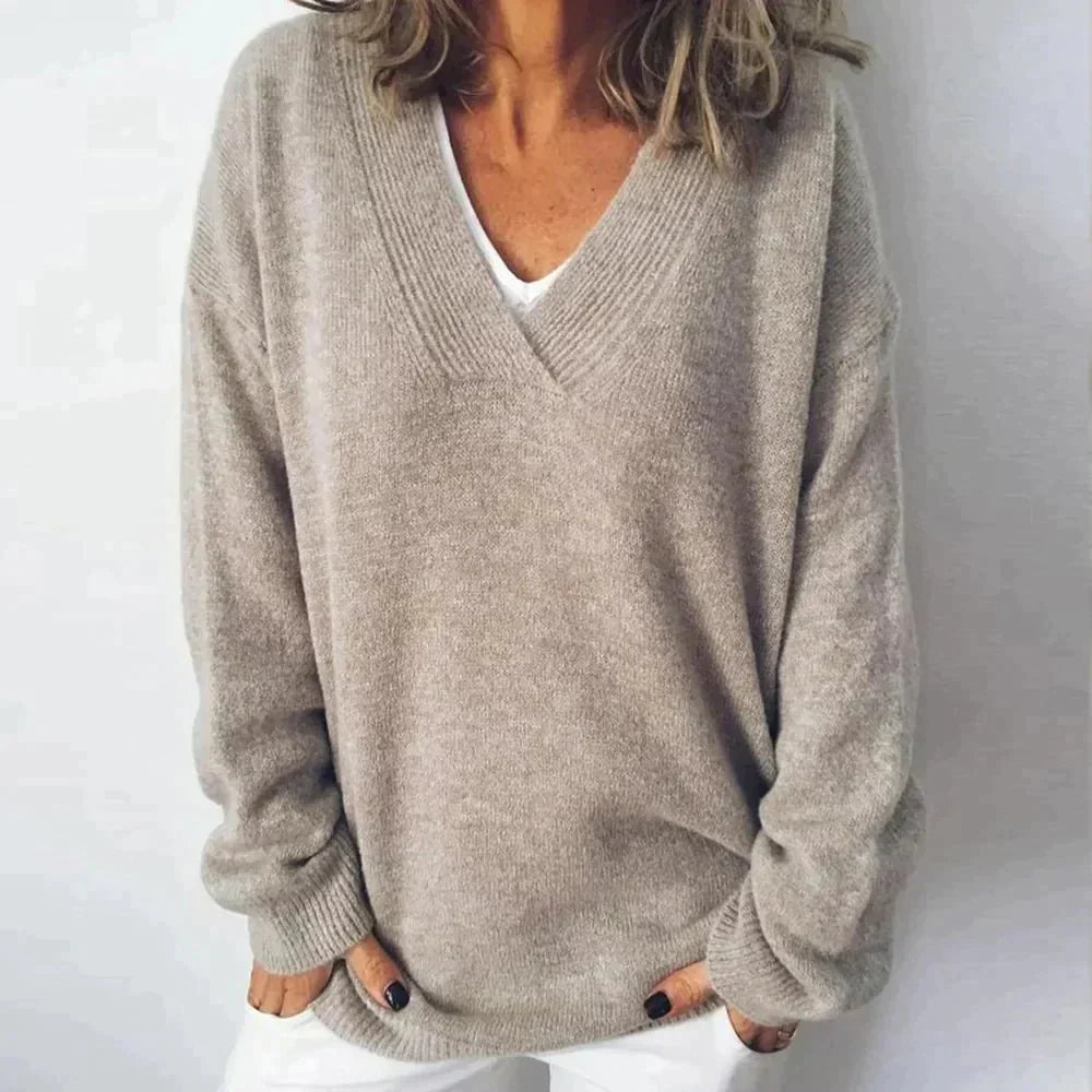 Oversized V-Neck Sweater for Women - Image 1