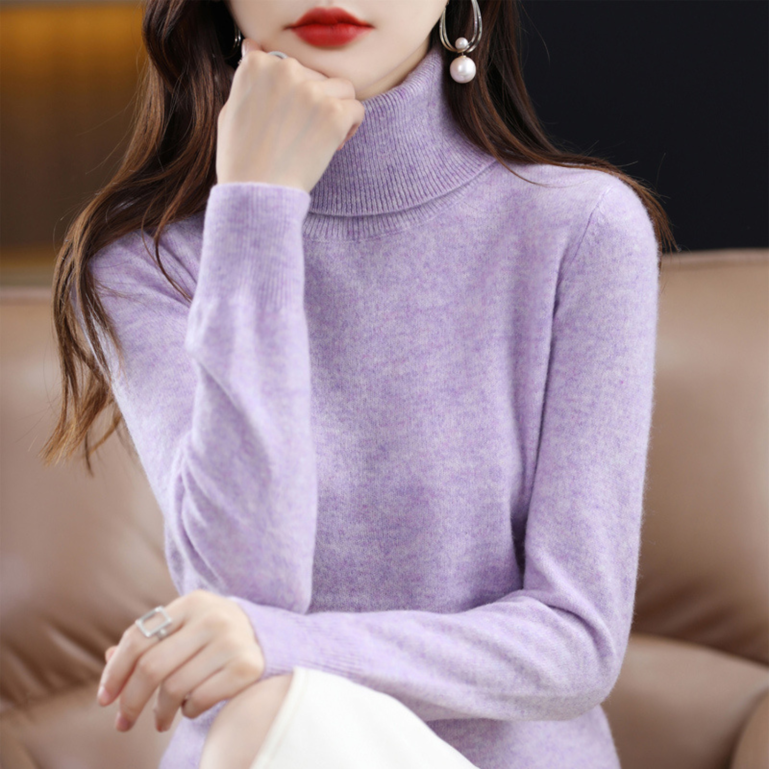 Luxe cashmere women's turtleneck sweater - Elena