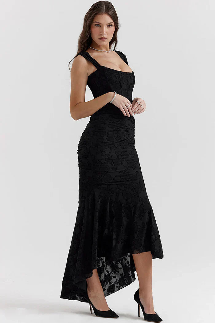 Denisse Long Elegant Dress - Body-enhancing cut and luxurious fabric for a sophisticated, feminine look