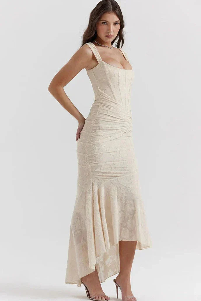 Denisse Long Elegant Dress - Body-enhancing cut and luxurious fabric for a sophisticated, feminine look