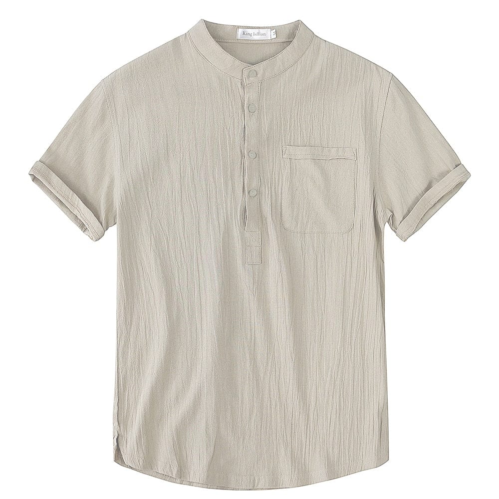 Breathable short-sleeved linen shirt