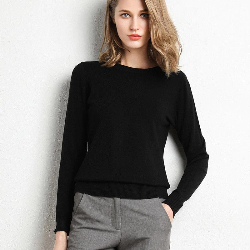 Cashmere sweater with classic neckline