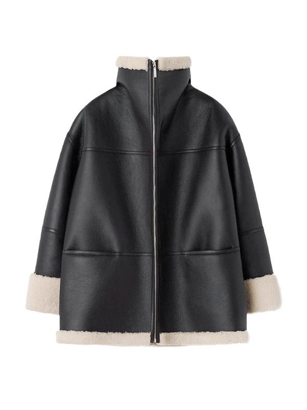 Shearling Aviator Jacket for Women - Image 3