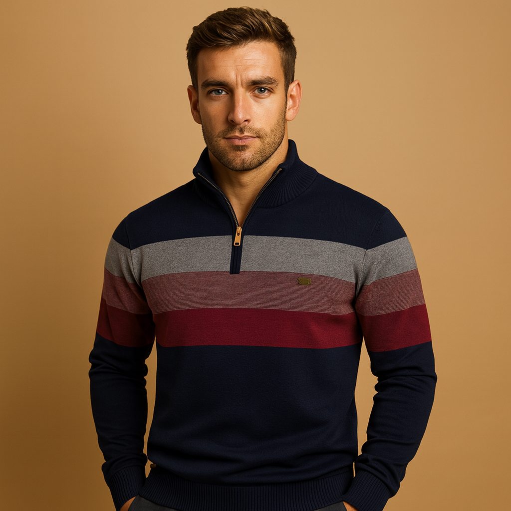 Striped Half-Zip Sweater for Men - Image 4