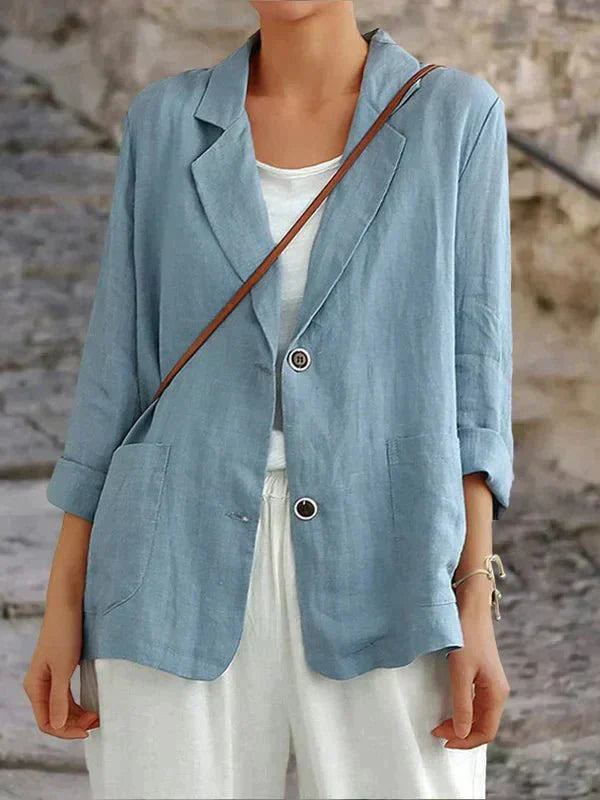 Carmen Women's Linen Blazer - Lightweight and Elegant Blazer for Everyday and the Office