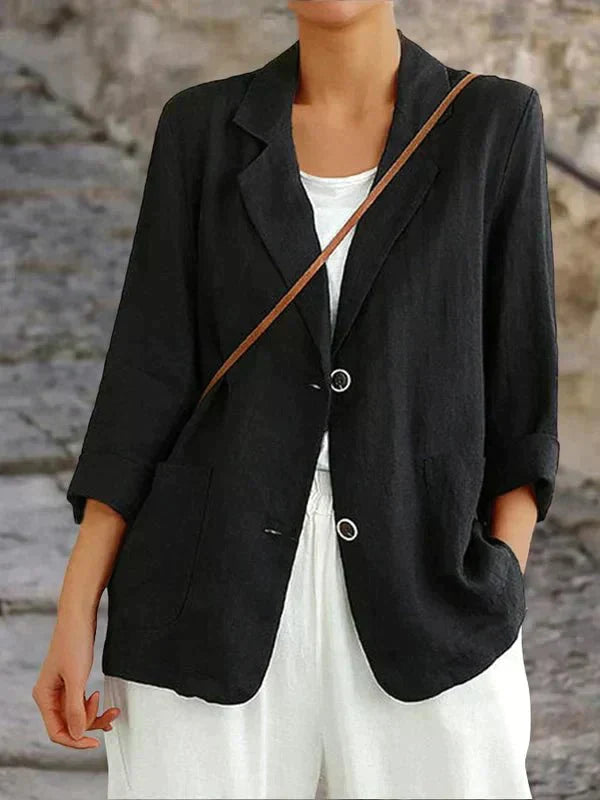 Carmen Women's Linen Blazer - Lightweight and Elegant Blazer for Everyday and the Office