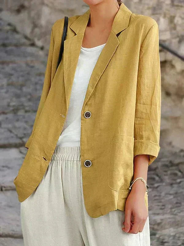 Carmen Women's Linen Blazer - Lightweight and Elegant Blazer for Everyday and the Office