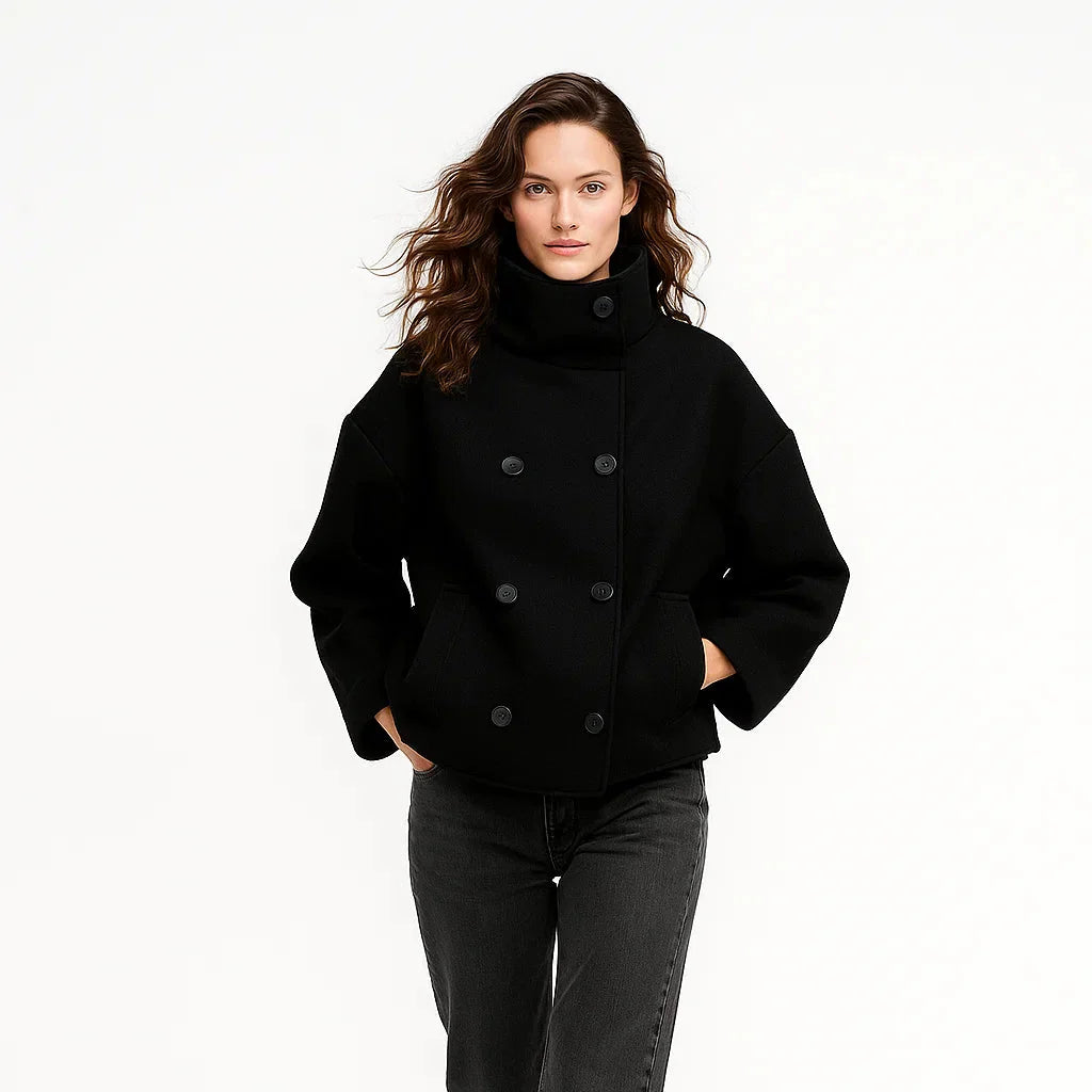 Cropped Double-Breasted Coat for Women - Image 2
