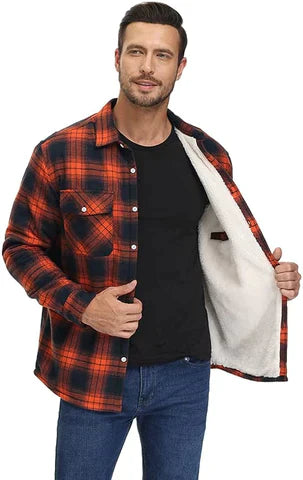Sherpa Lined Flannel Jacket for Men - Image 1