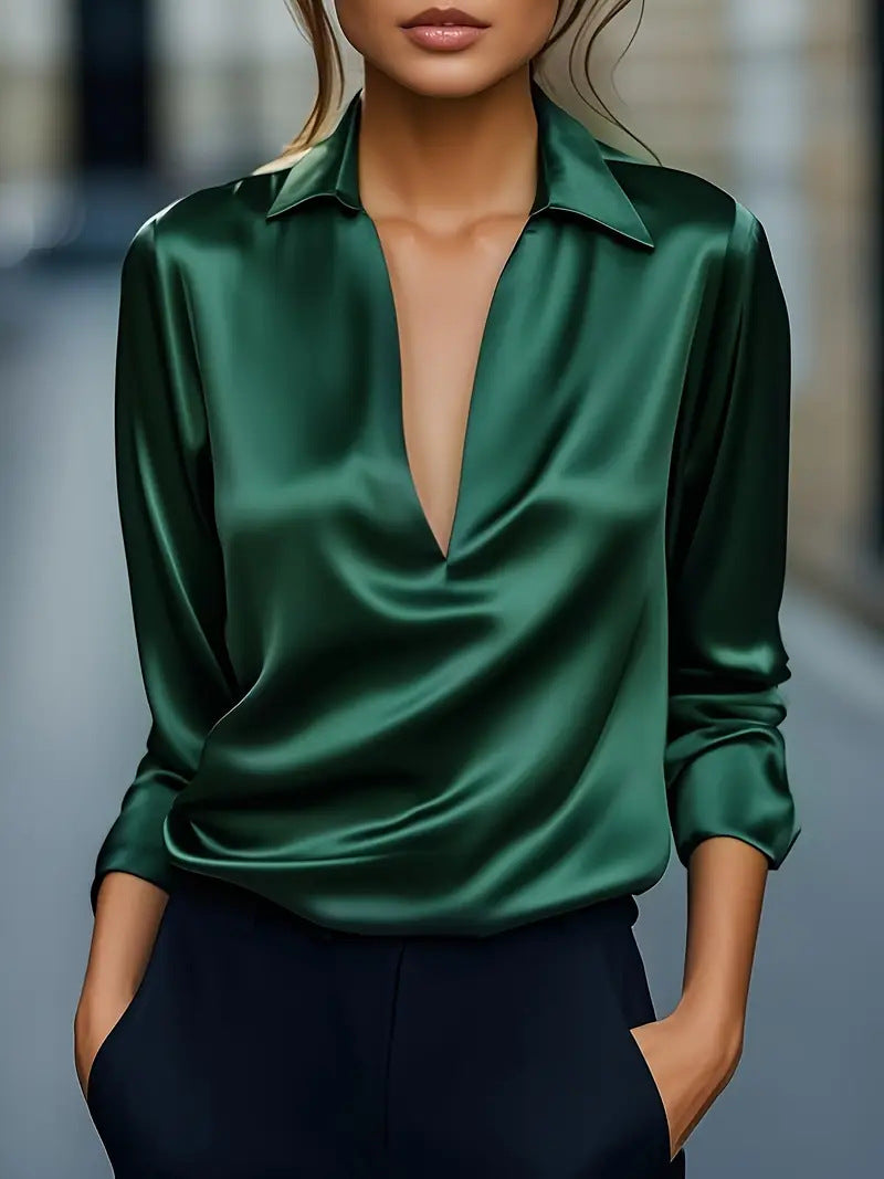 Image of Women's Collared Long Sleeve Blouse