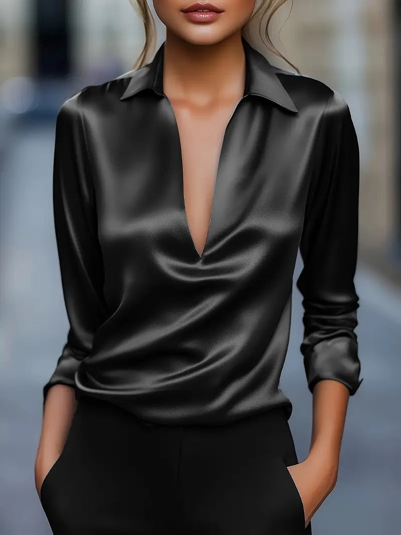 Image of Women's Collared Long Sleeve Blouse