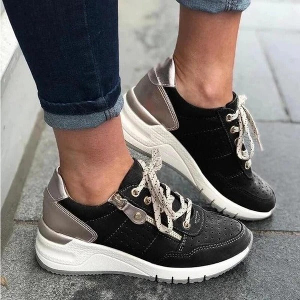 Image of Women's Platform Lace-Up Casual Sneakers