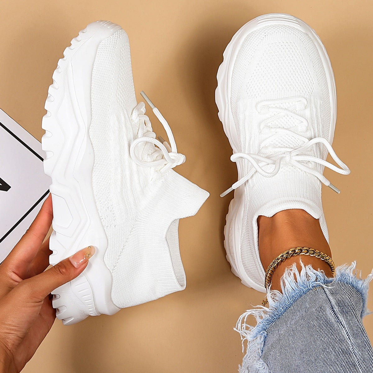 Image of Women's Platform Lace-up Sneakers