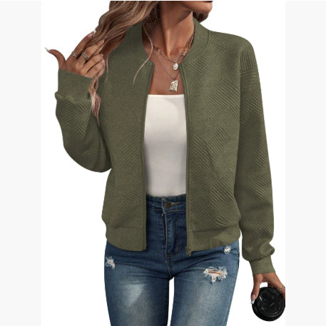 Image of Women's Quilted Zip Up Bomber Jacket