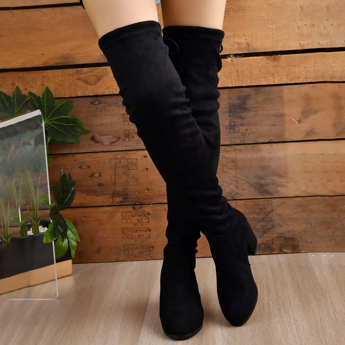 Image of Women's Thigh High Block Heel Boots