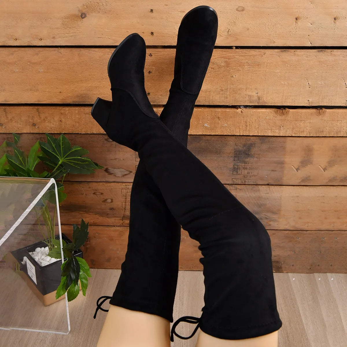 Image of Women's Thigh High Block Heel Boots
