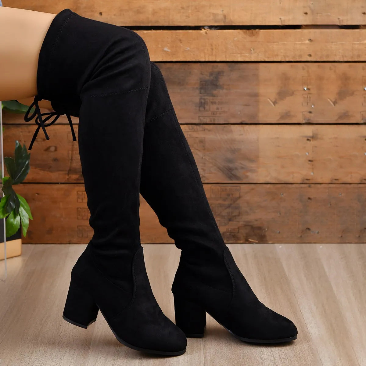 Image of Women's Thigh High Block Heel Boots