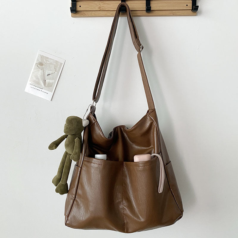 Stephanie - Large capacity bag made from textured, soft vegan leather