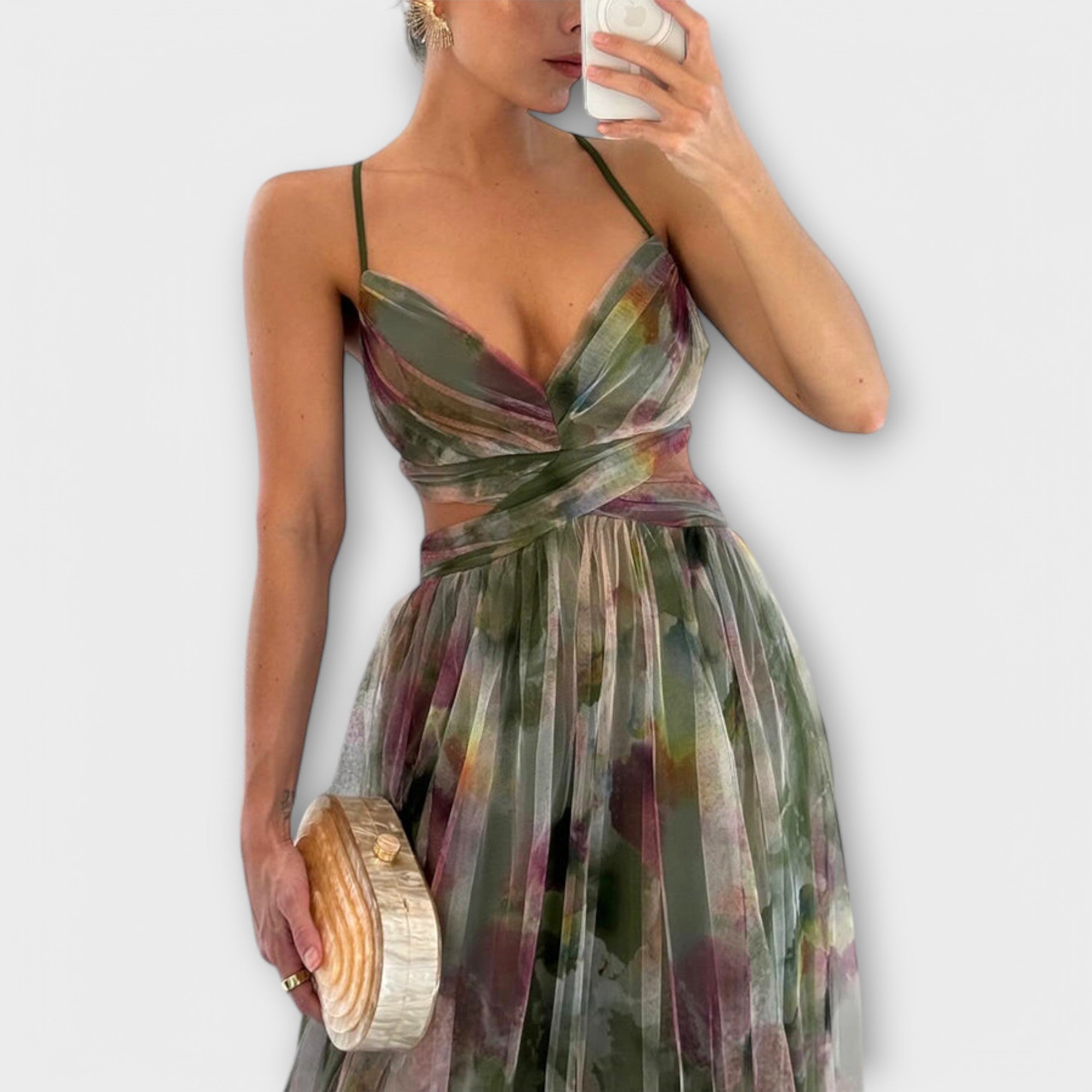 Anya - Elegant Fitted Mesh Maxi Dress