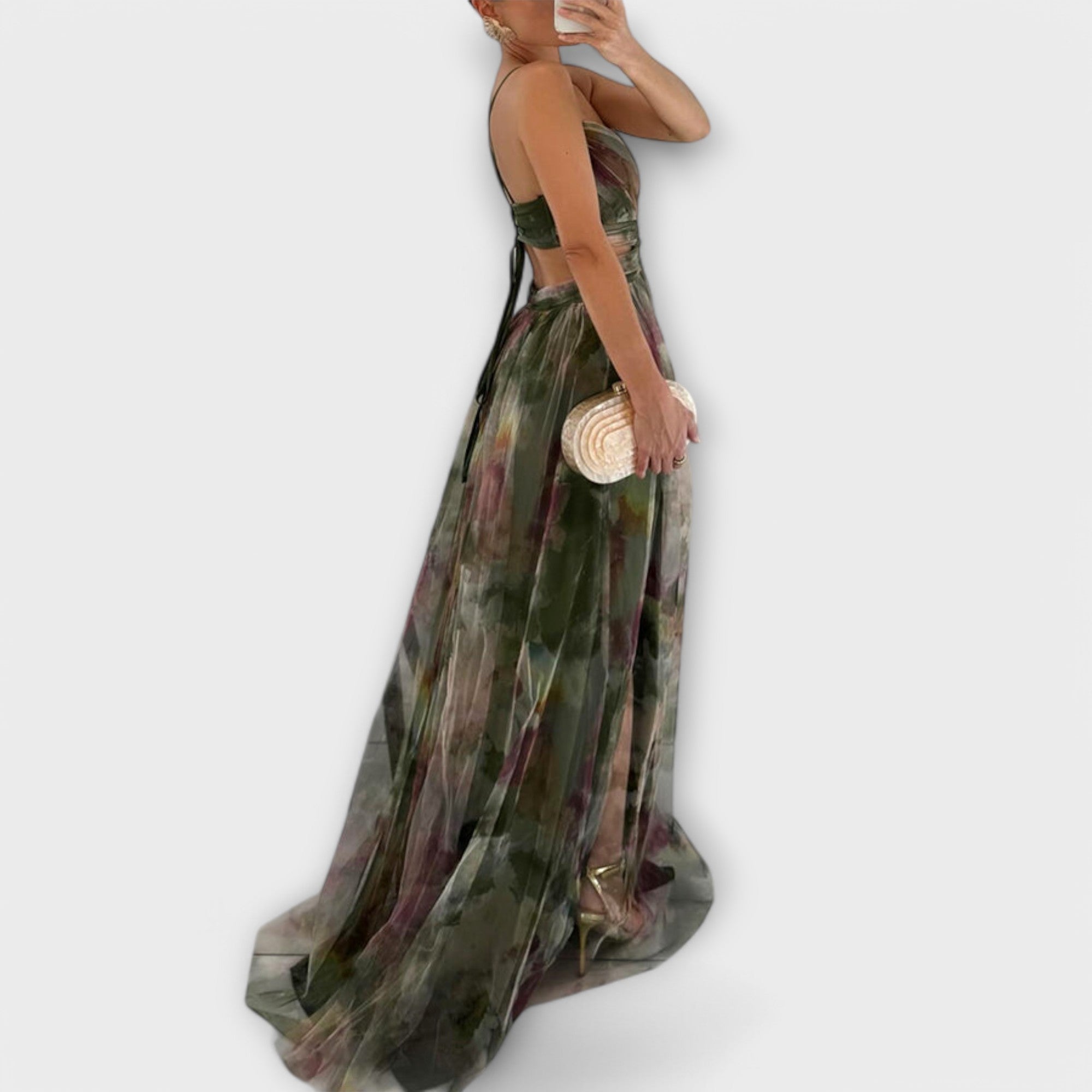 Anya - Elegant Fitted Mesh Maxi Dress
