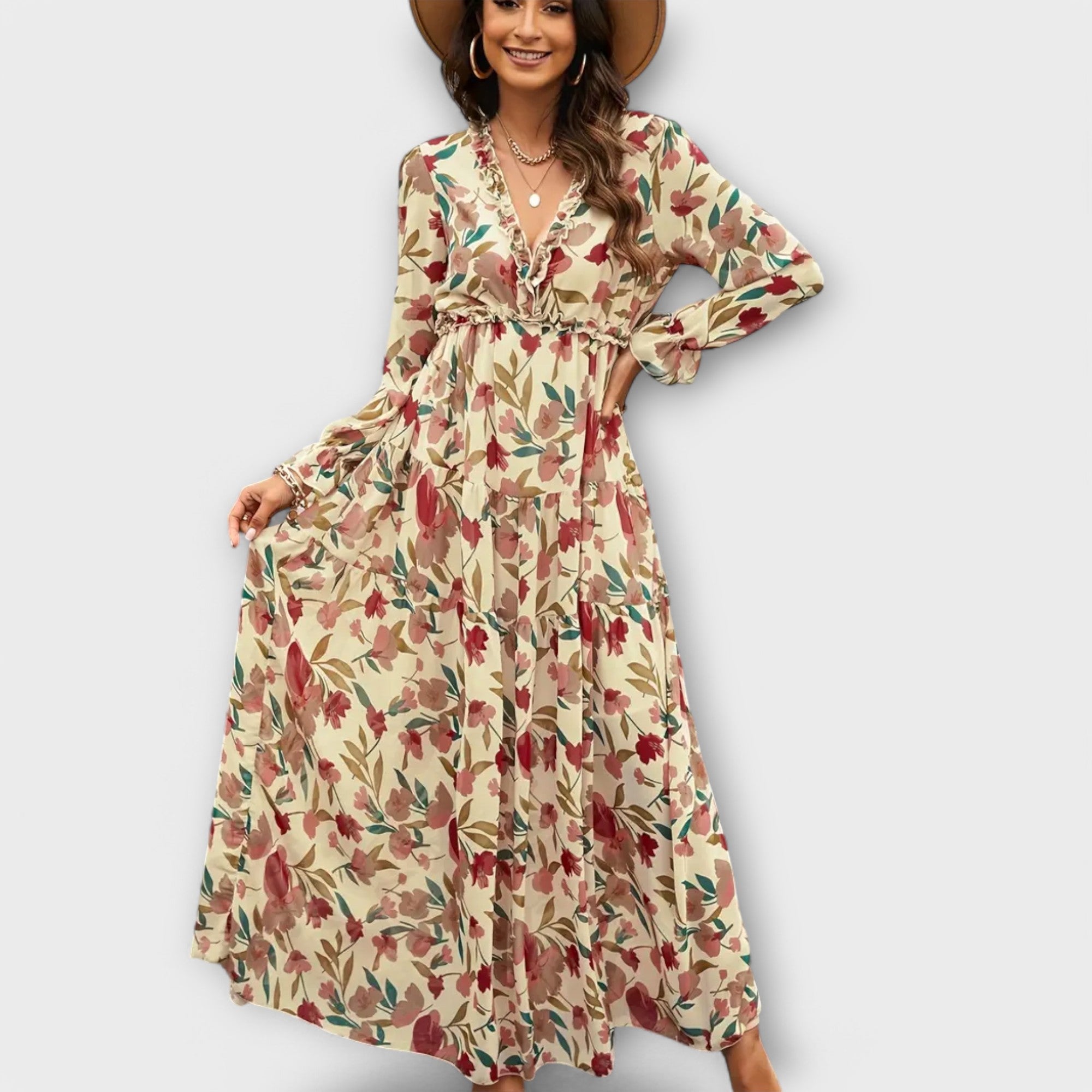 Nova - Elegant Patterned Maxi Dress