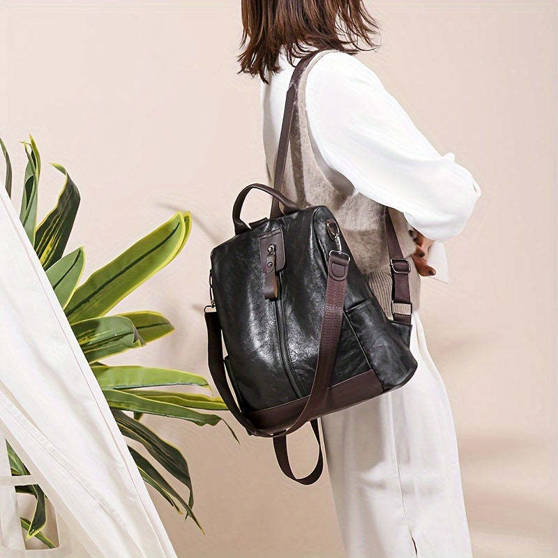 Bag backpack for women made from vegan PU leather with a secure design