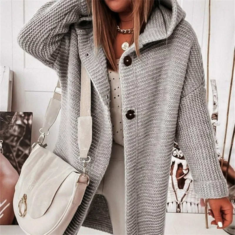 Elegant women's cardigan with hood - cashmere Look