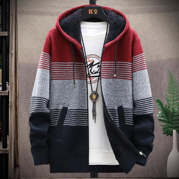 Men's Warm Hooded Zip Sweater