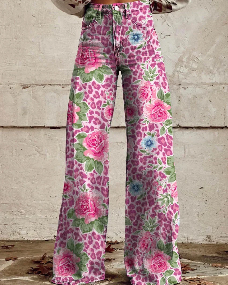 Persephone - Floral Wide Leg Trousers