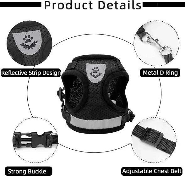 Adjustable, breathable, luminous cat harness