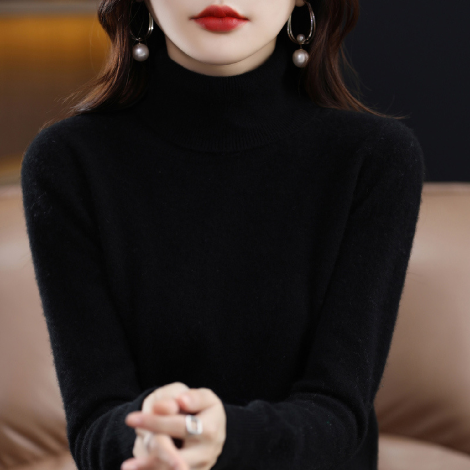 Luxe cashmere women's turtleneck sweater - Elena