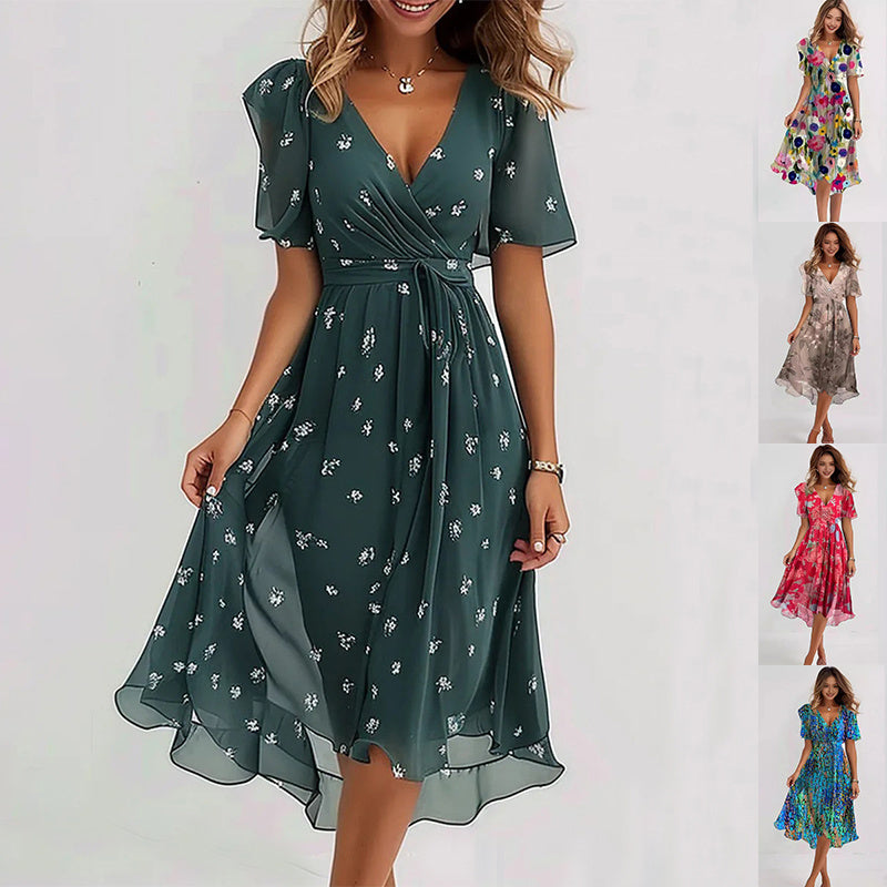 Aimee Women's Midi Dress - Flattering Cut with Vibrant Floral Pattern and Breathable Comfort