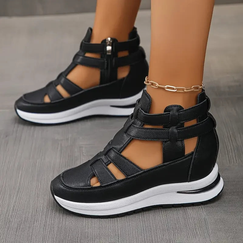 Pippa - Stylish Lightweight Wedge Sandals with Side Zip
