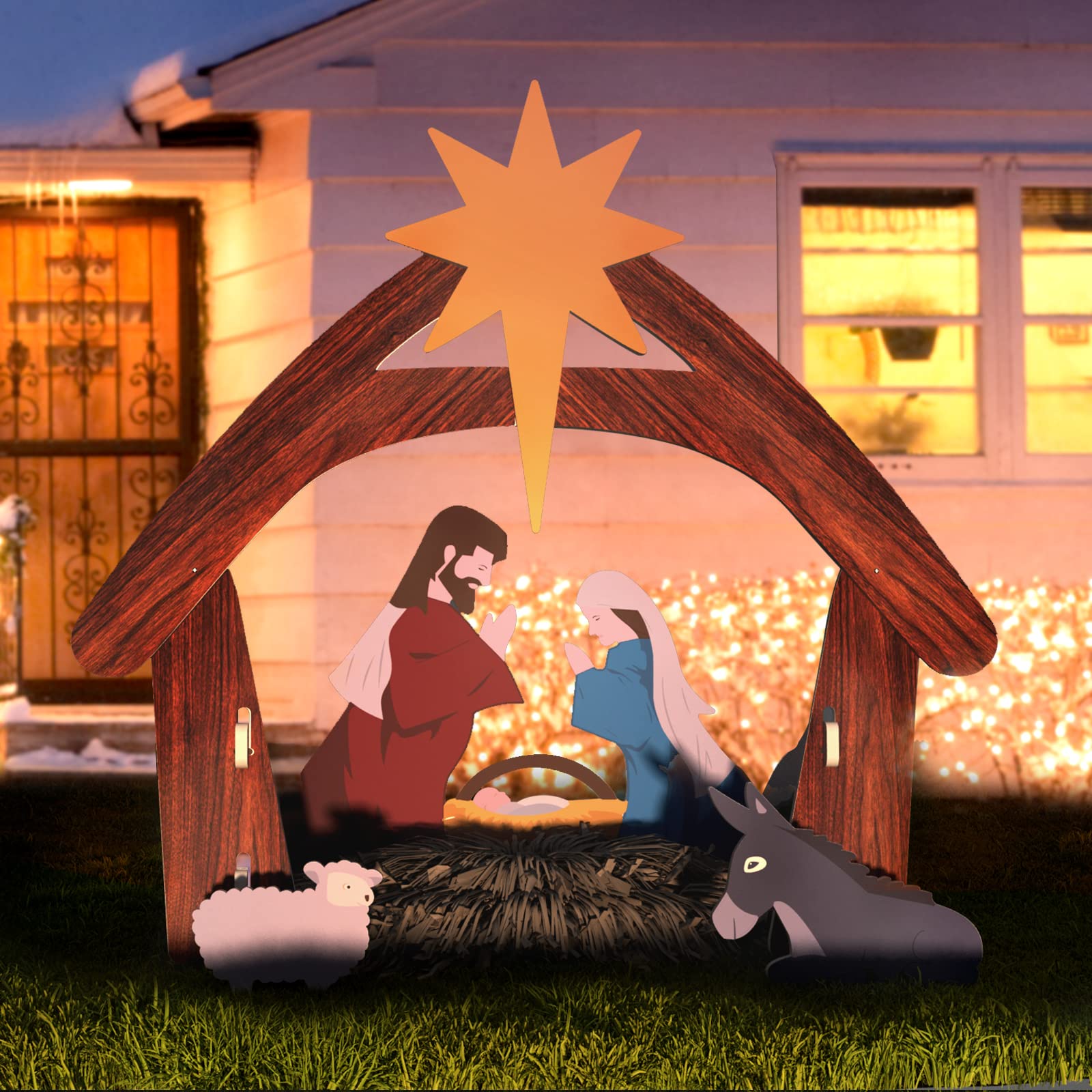Outdoor Christmas Nativity Scene Silhouette Display