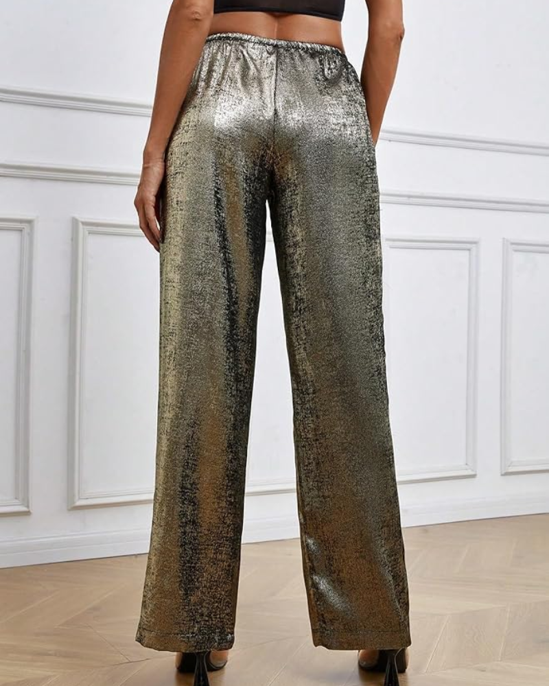 Estelle - Metallic Wide Leg Trousers