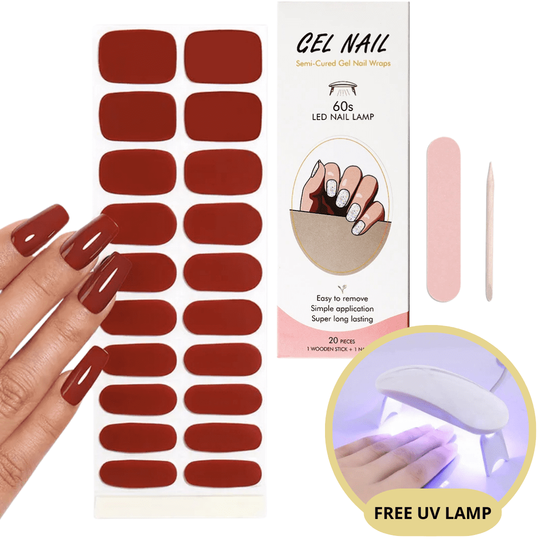 Gel nail sticker set with UV lamp