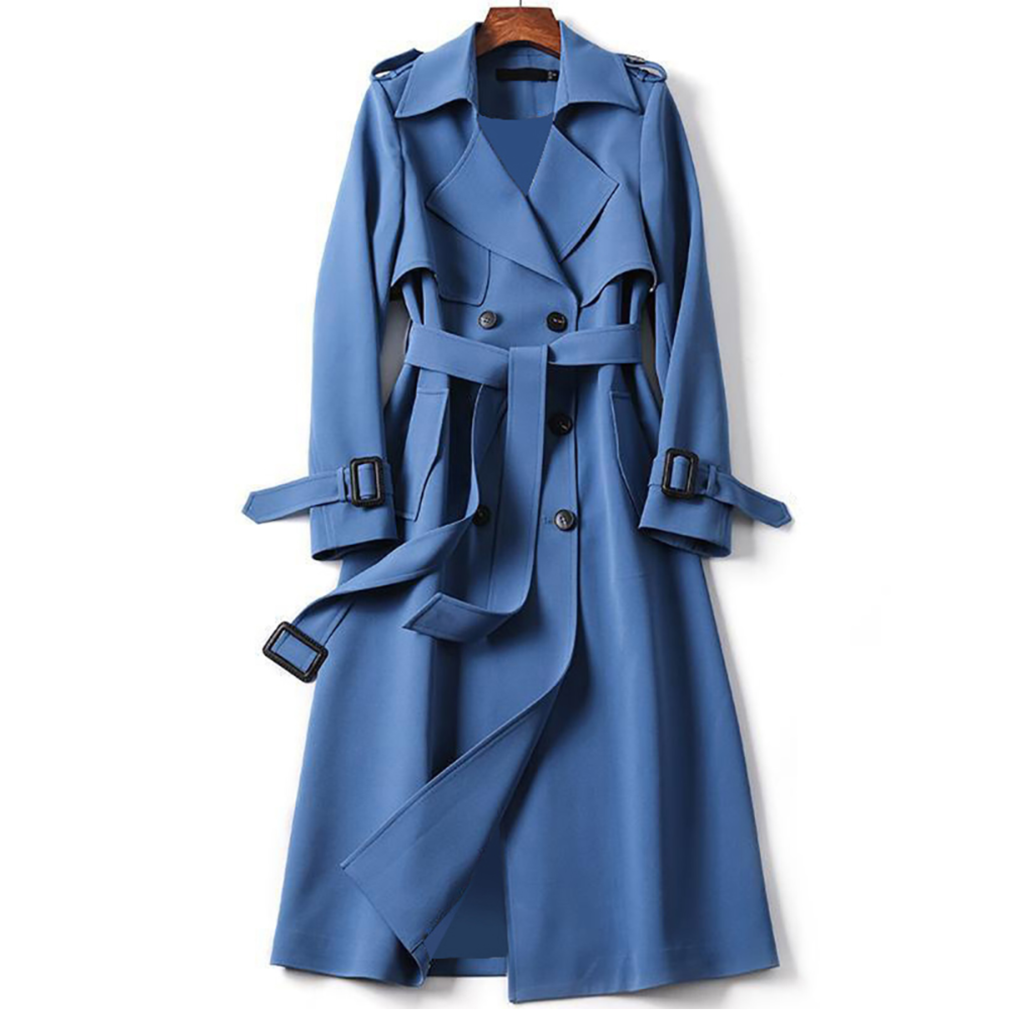 Elegant Long Trench Coat With Belt - Must-have For Autumn And Spring