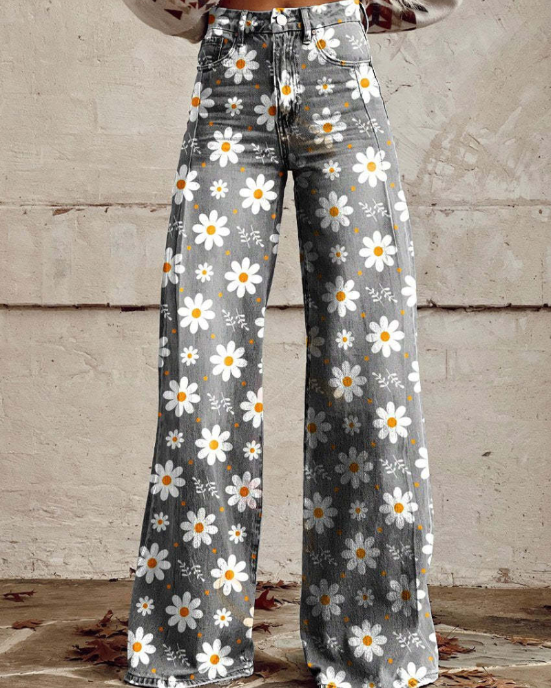 Persephone - Floral Wide Leg Trousers