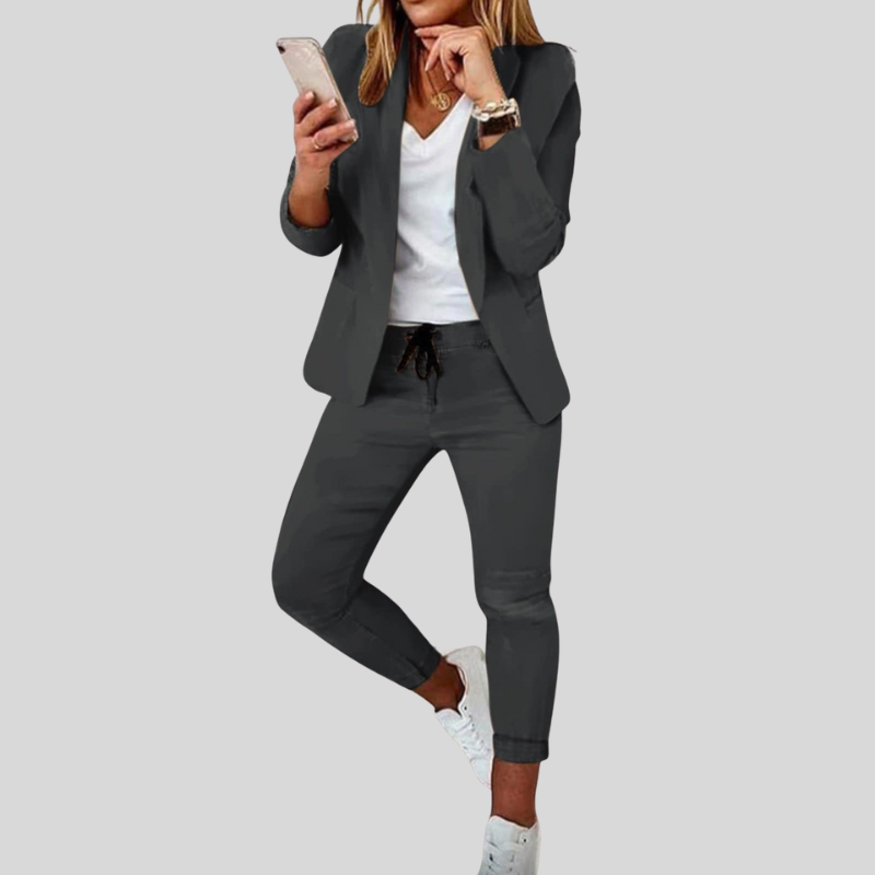 Mary | Ensemble deux pièces avec blazer ajusté à carreaux et pantalon assorti