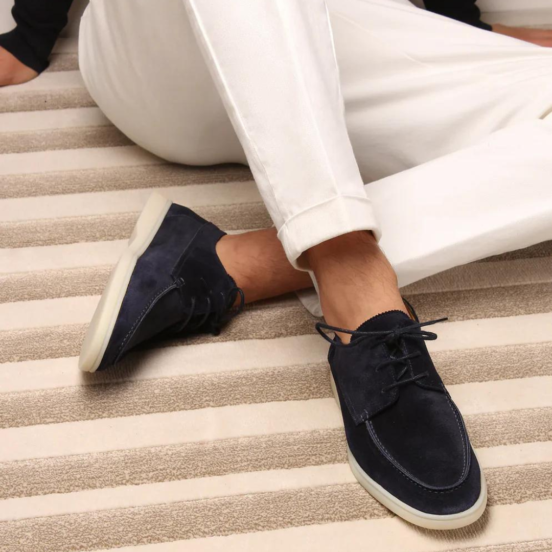 James Men's Leather Moccasins - Elegant Half Boots with Lacing and Timeless Design