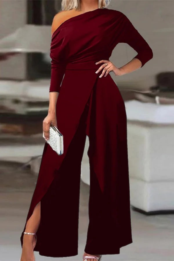 Anne | Women's Elegant Off-the-Shoulder Jumpsuit with Stylish Slit for Women