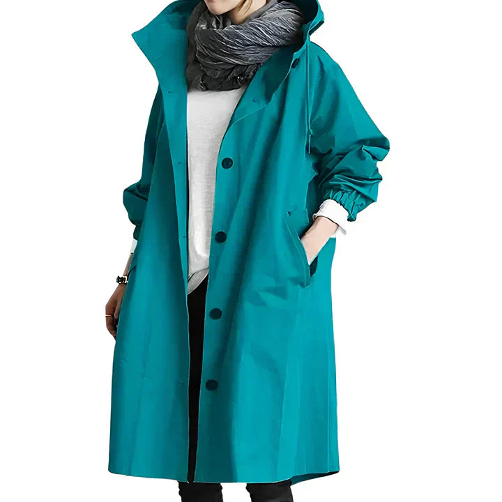 Classic waterproof raincoat with hood for women