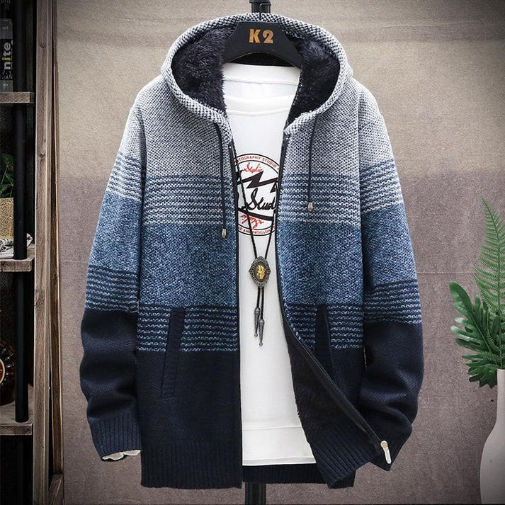 Men's Warm Hooded Zip Sweater
