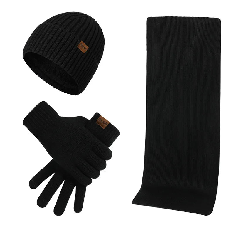 Casual winter set with hat, scarf and gloves for men