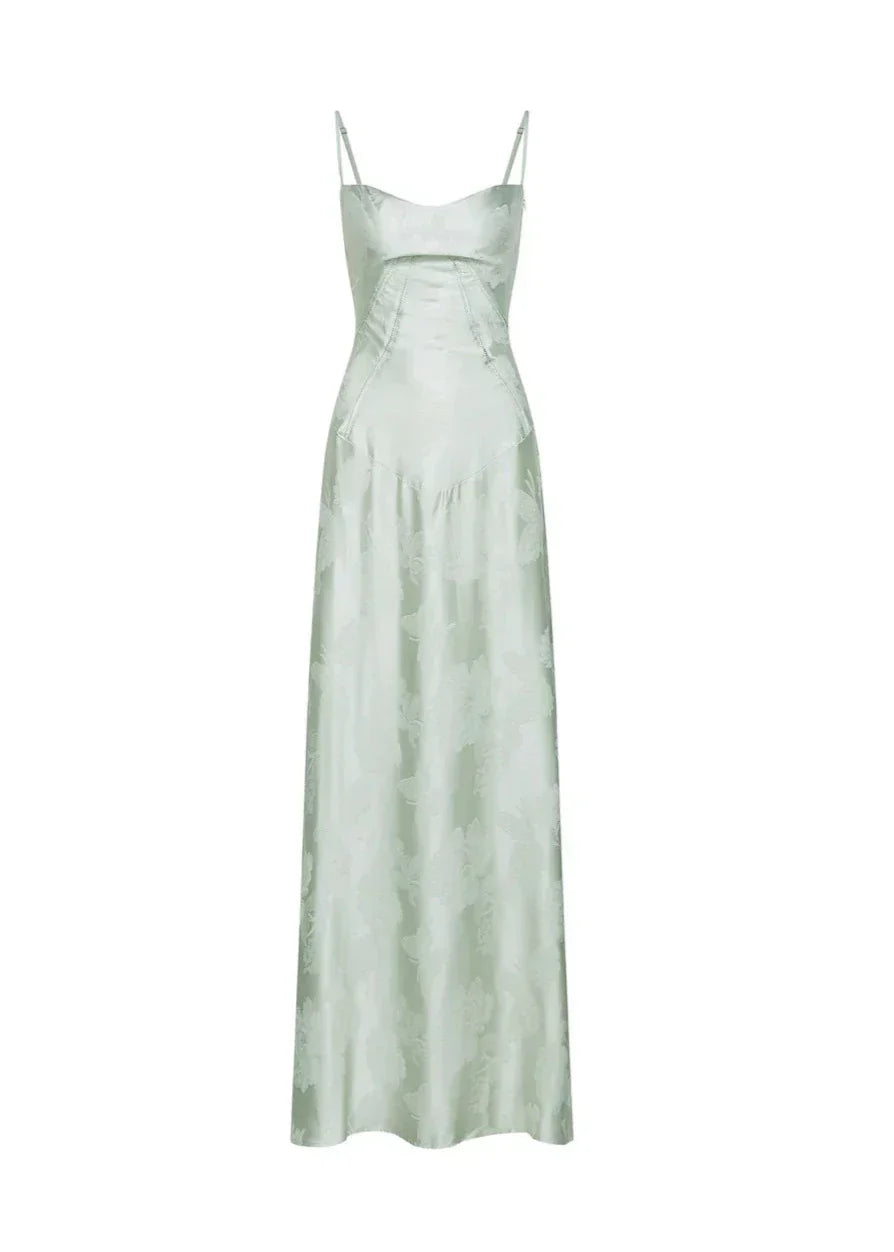 Satin maxi-dress | Spaghetti straps & curved design | Elegant glamour
