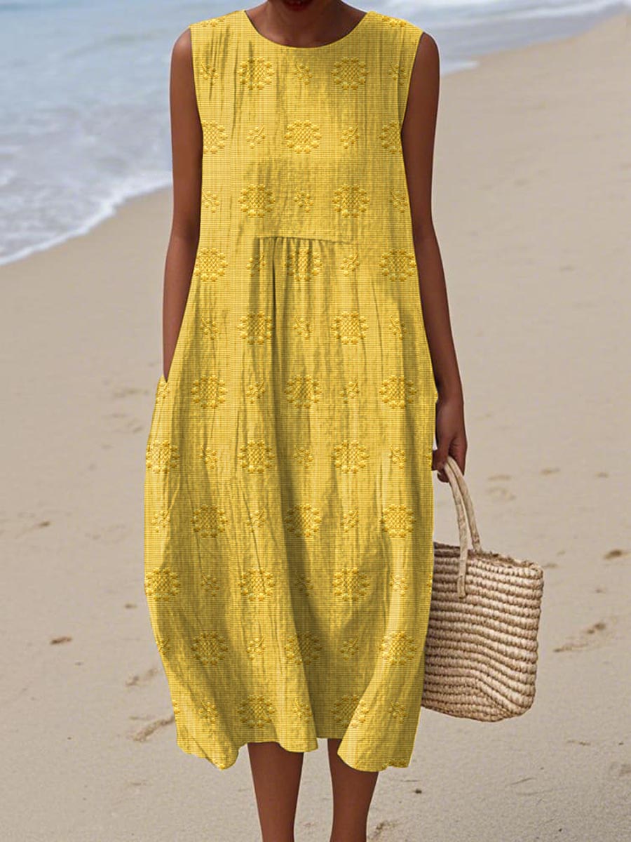Ivy - Elegant Sleeveless Cotton Dress with Pockets
