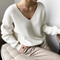 Chunky V-neck knitted sweater