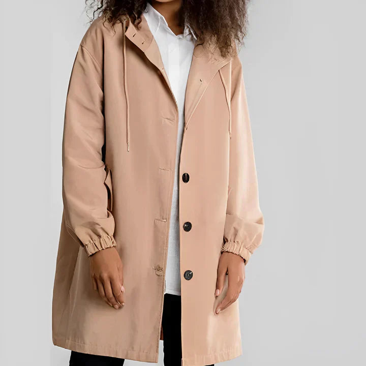 Classic waterproof raincoat with hood for women
