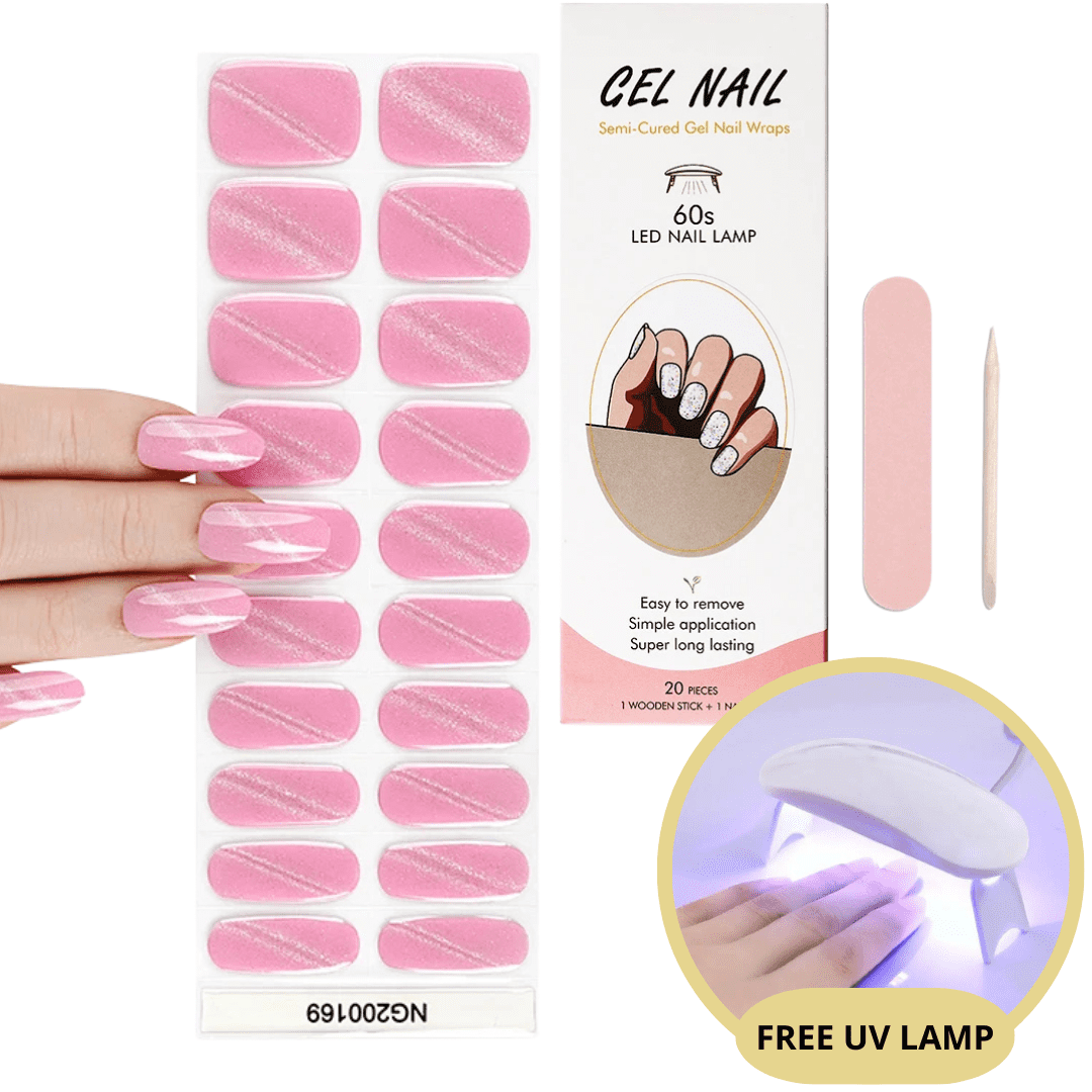 Gel nail sticker set with UV lamp